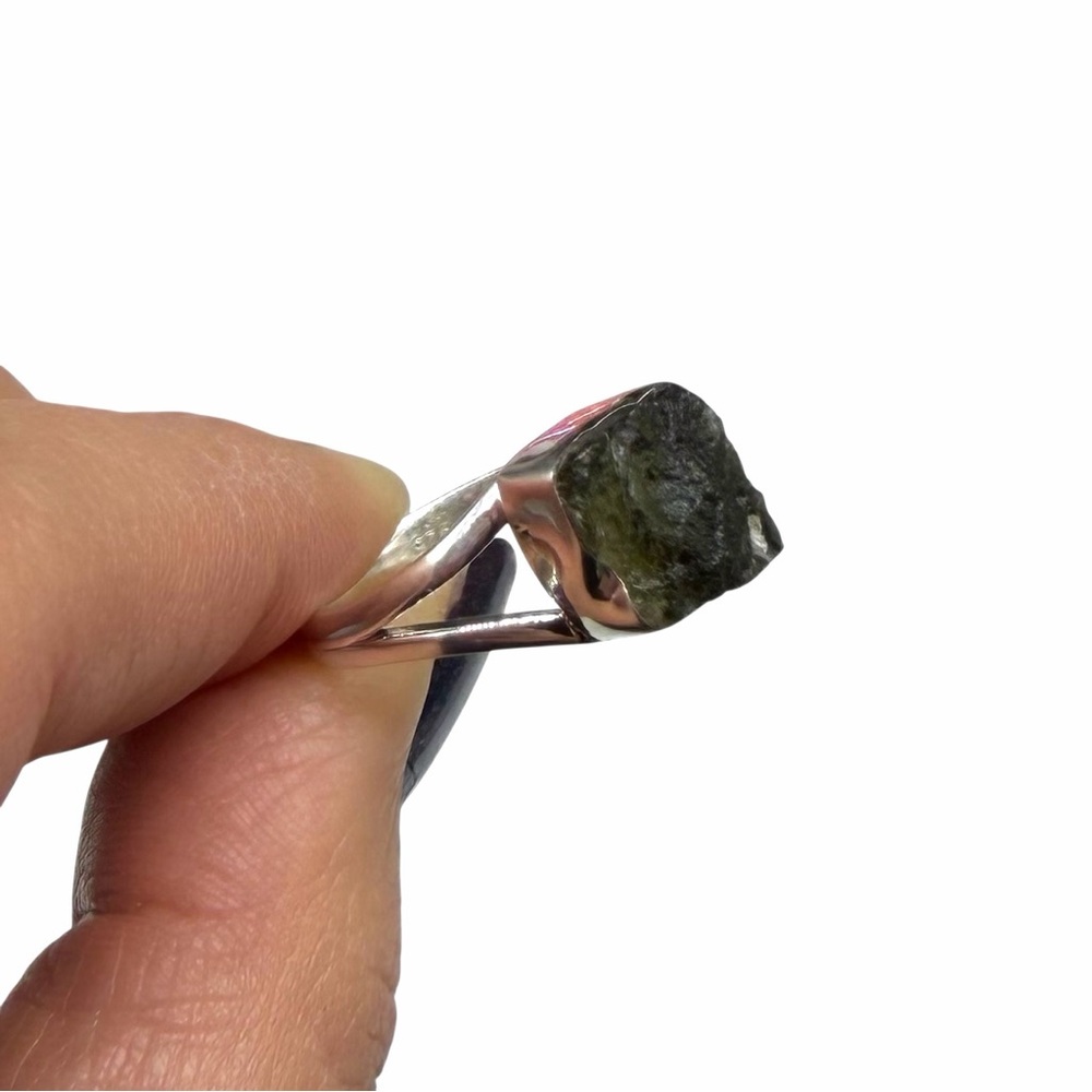 Moldavite Ring Size 9 Solid 925 Sterling Silver - image 5